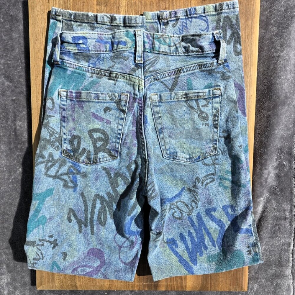 Wild Fable Super High-Rise Straight Graffiti Print Jeans - Size 0 - Picture 3 of 7